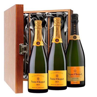 2 x Veuve Brut And 1 x Veuve Vintage Treble Luxury Gift Boxed Champagne